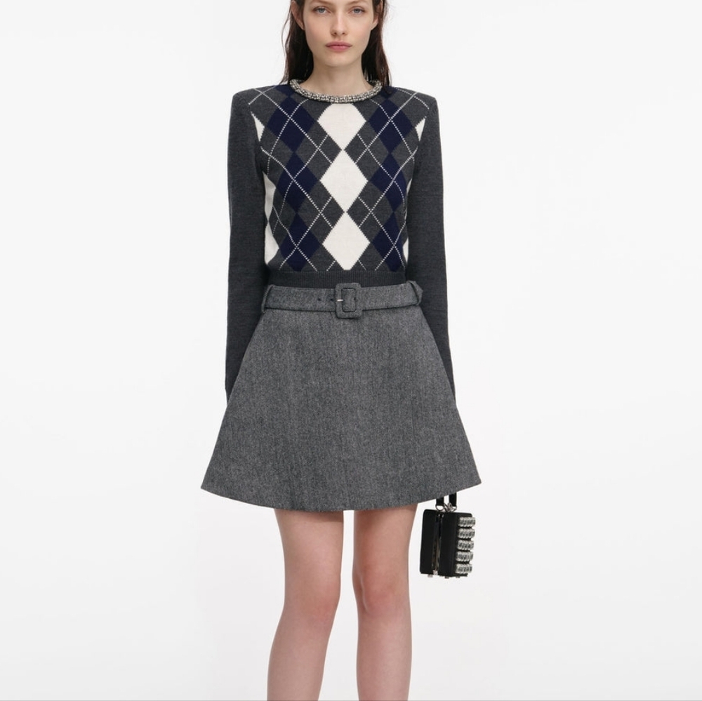 Self-Portrait Argyle-Pattern Sweater - image 1